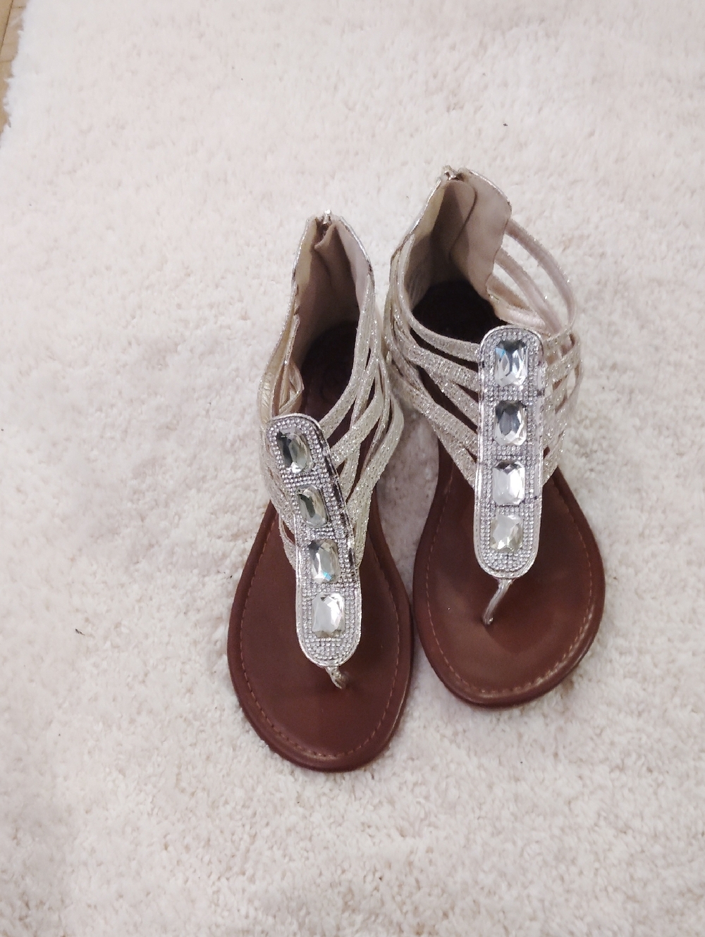 Daisy Fuentes Silver Jeweled Gladiator Sandals
